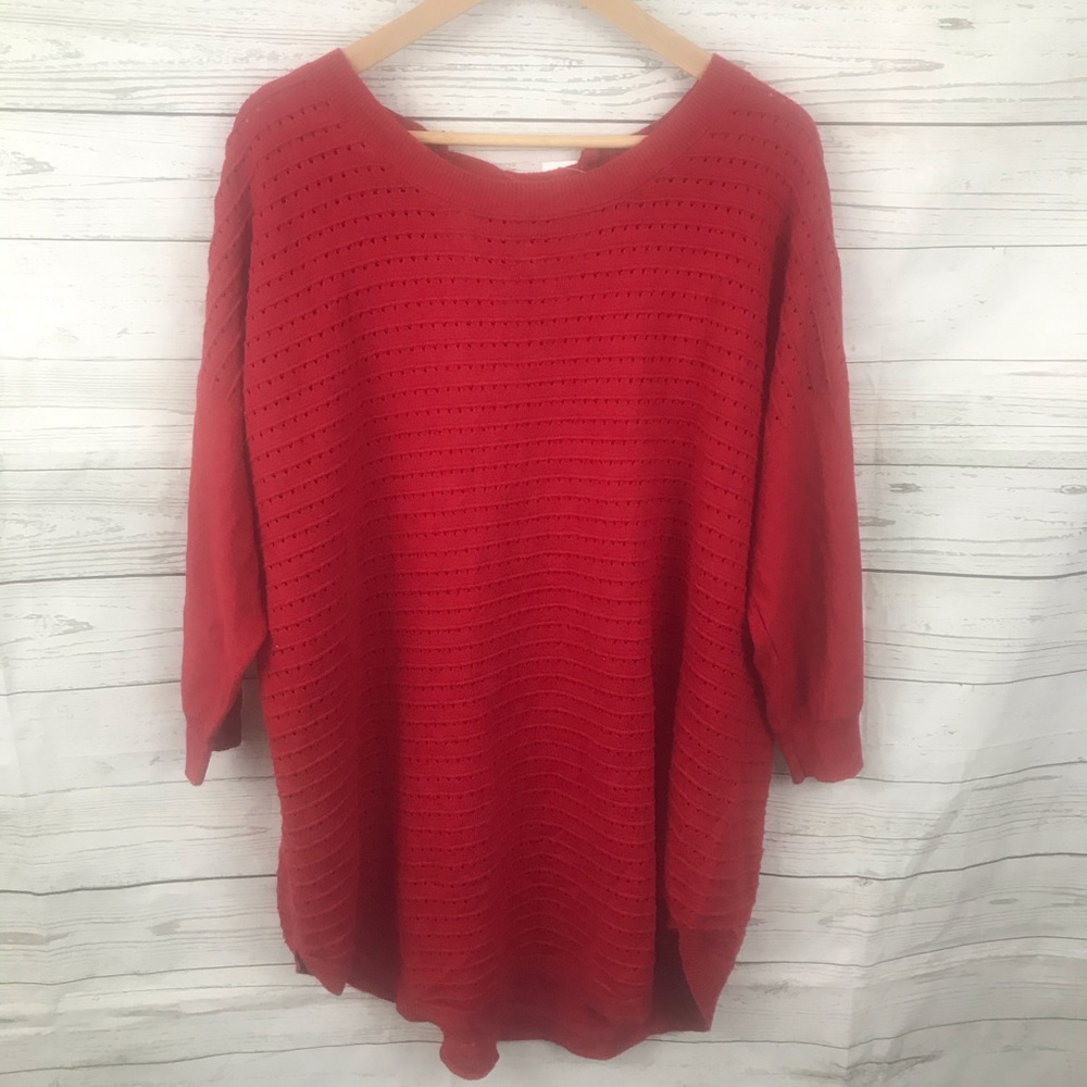 Soho Apparel Red Thread Accent Sweater